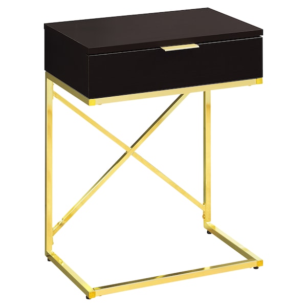 Accent Table - 24"H / Espresso / Gold Metal